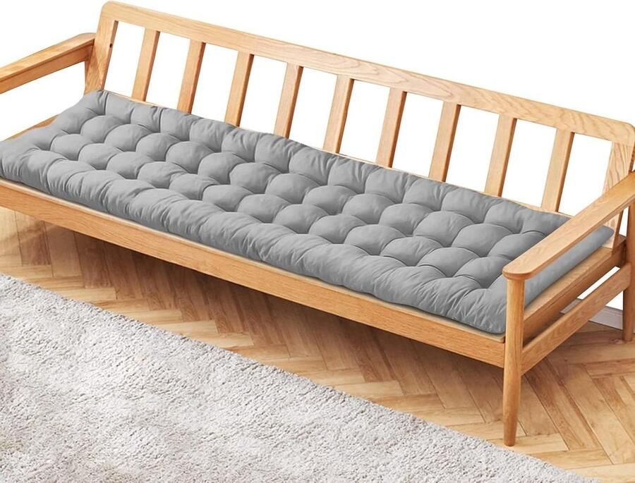 Garden Bench Cushion 3 Seater Chair Cushion for Porch Swing Bench Pad Mat Furniture Pad for Patio Lawn Recliner Sofa 150x48cm(Grey)
