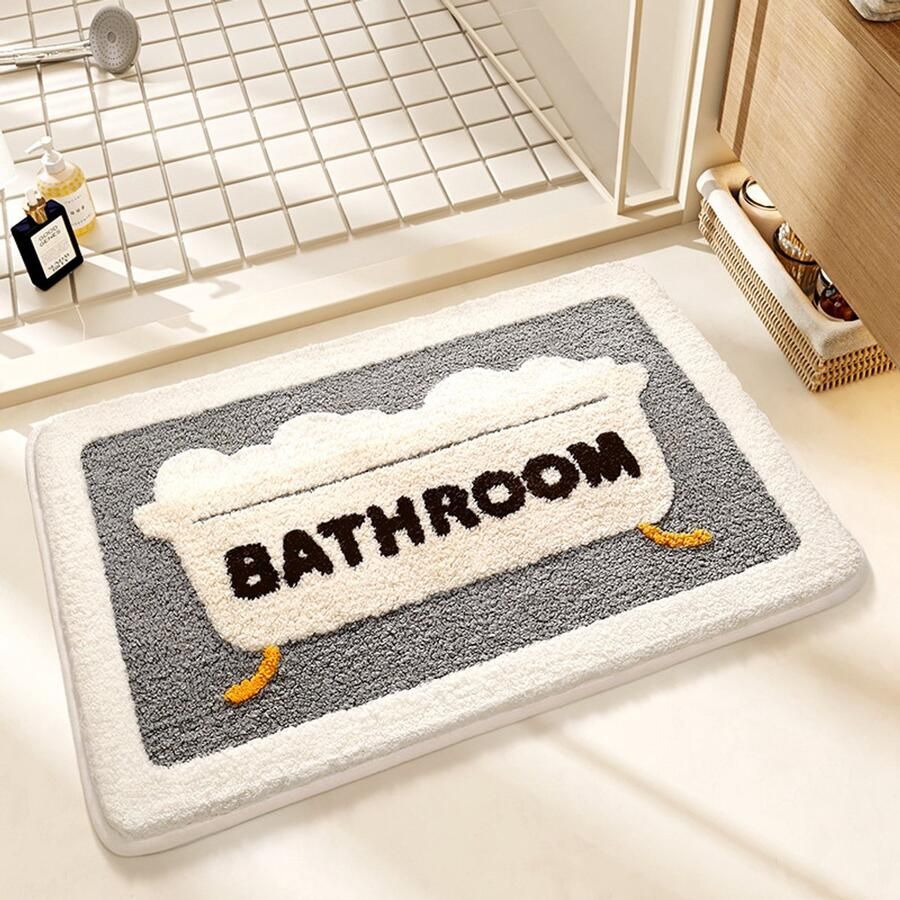 Grijze badmat vloerkleed Badkamer tapijt Badmat Badkamer tapijt Antislip mat Decoratief tapijt