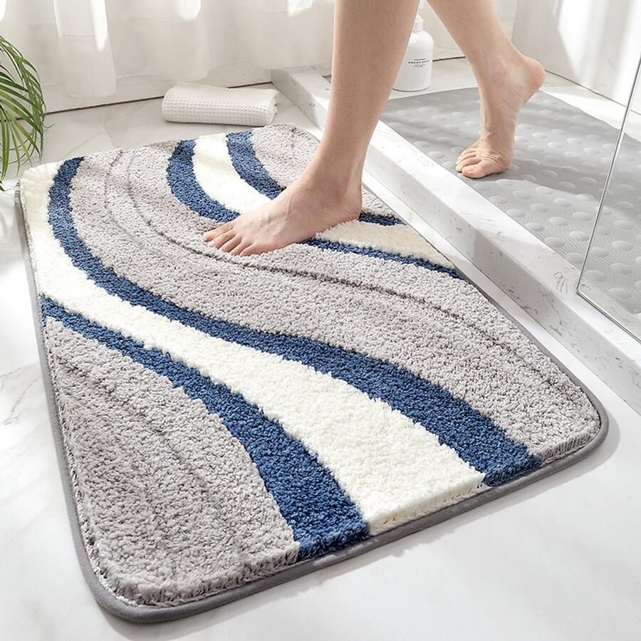 Grijze badmat vloerkleed laagpolig Badkamer tapijt Badmat Badkamer tapijt Antislip mat Decoratief tapijt