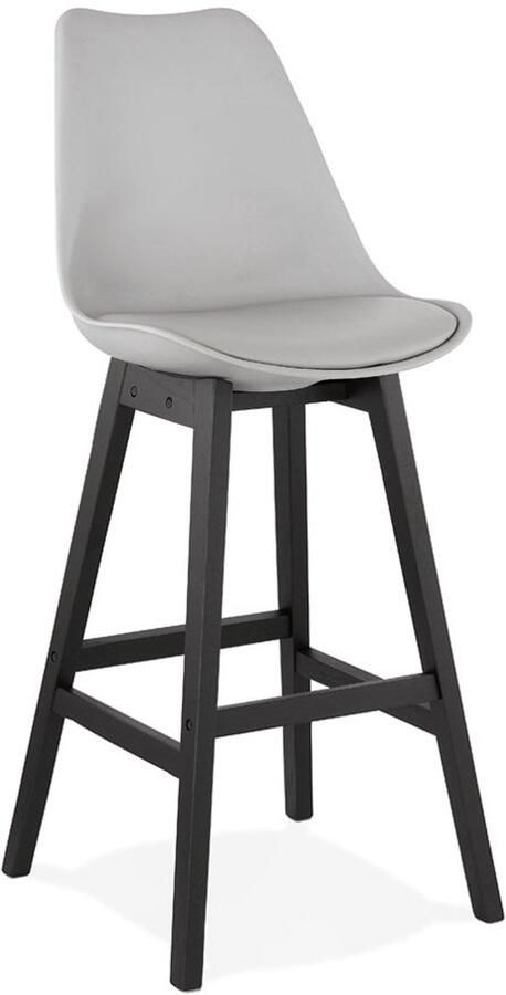 Grijze Barkruk Keukenkruk Maximaal Comfort Zwart Houten Poot Modern Design