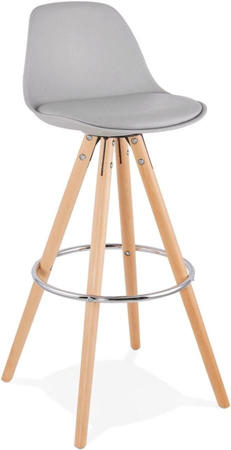 Grijze Barkruk Kruk Verhoogd Comfort Scandinavische Stijl Beukenhout