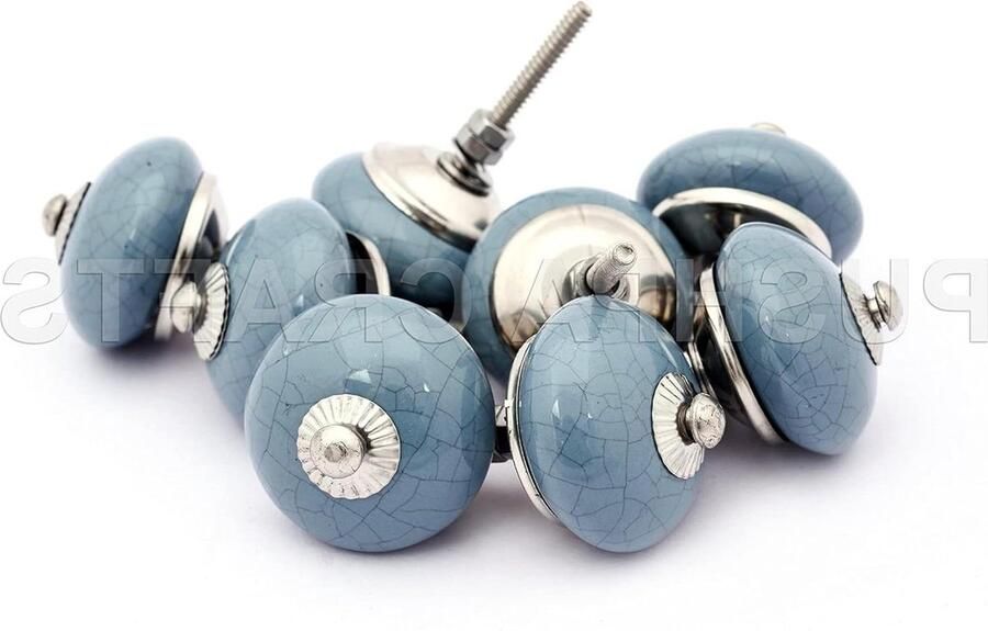 Grijze Crackle Ronde Keramische Deurknop Vintage Kast Lade Pull Handgrepen Knop Handbeschilderd Set van 8