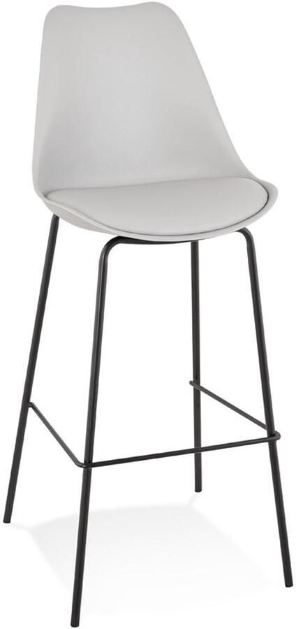 Grijze Design Barkruk Kruk Zwart Metalen Poot Comfort gegarandeerd