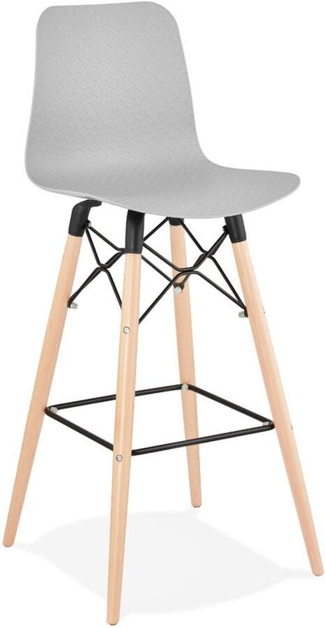 Grijze Design Barkruk Scandinavische Kruk Duurzaam Kunststof Zitting Eenvoudig Onderhoud