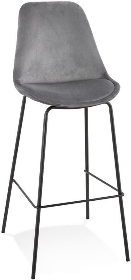 Grijze Fluwelen Barkruk Industriële Kruk Tijdloze Elegantie & Comfort