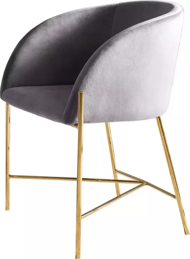 Grijze fluwelen stoel met armleuningen