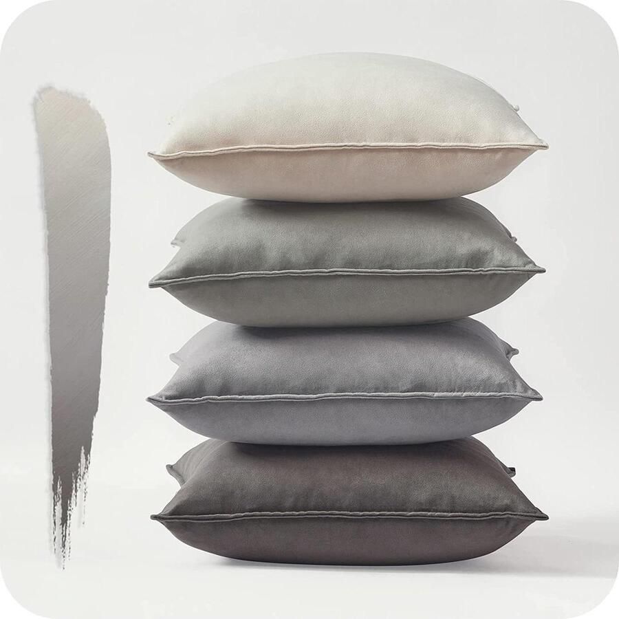 Grijze kussenhoezen set van 4 50x50 cm Decoratieve pluizige fluwelen sierkussenslopen voor bank in woonkamer