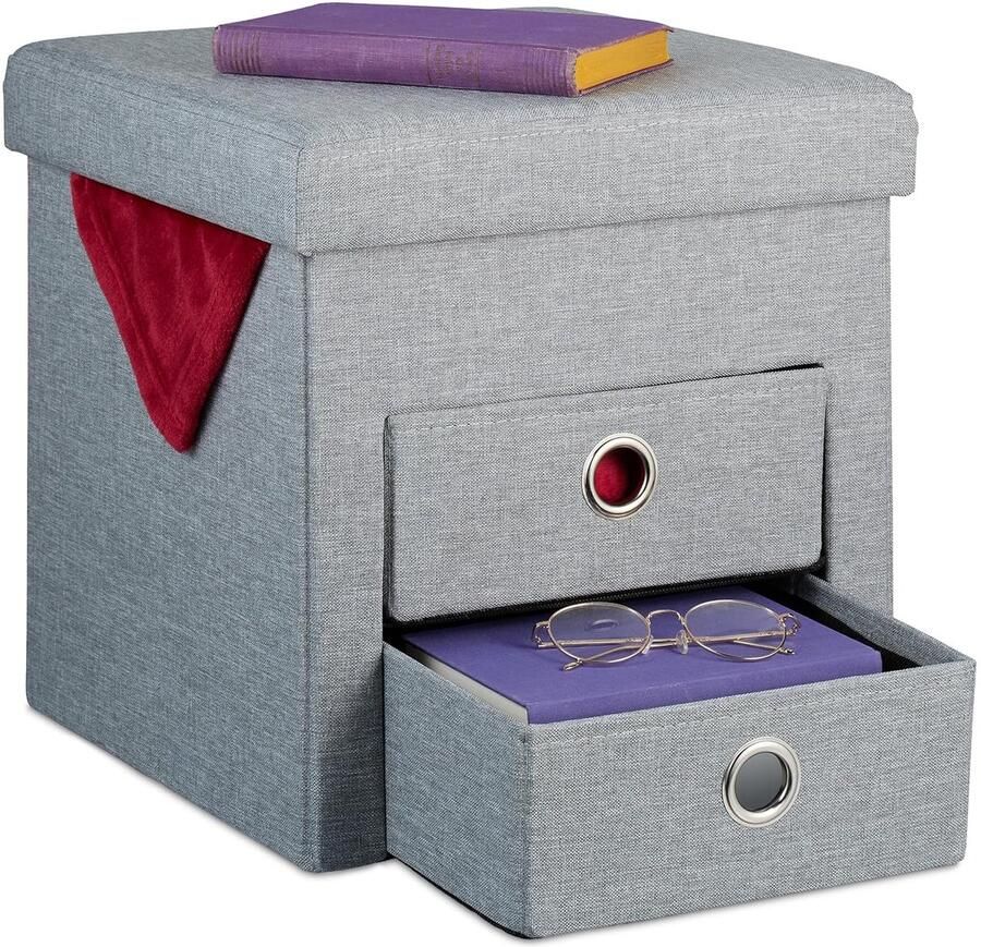 Grijze opbergpoef met deksel Modern design 1 stuk