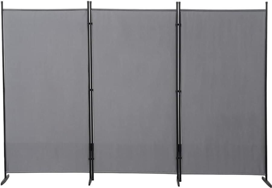 Grijze Opvouwbare Ruimteverdeler – 3-Delige Scheidingswand van 260 × 176 cm voor Woonkamer Slaapkamer of Balkon