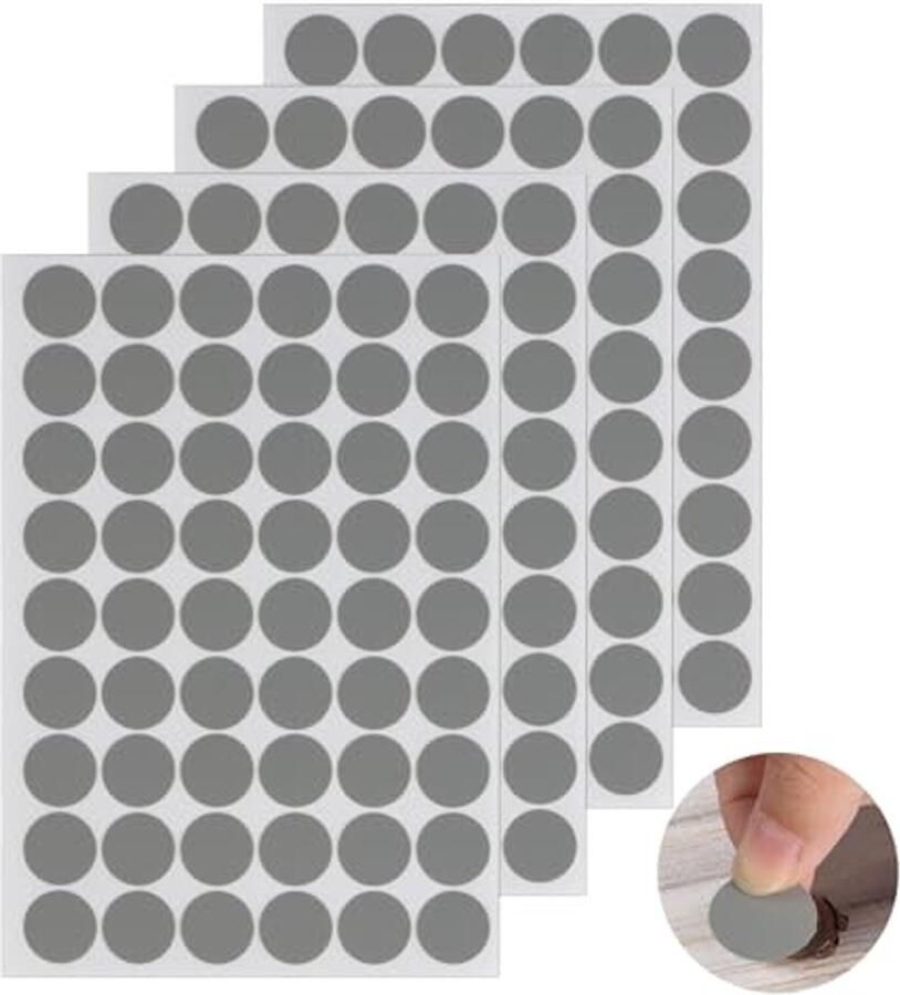 Grijze schroefgat stickers 216 stuks zelfklevende afdekkappen 21 mm voor meubels