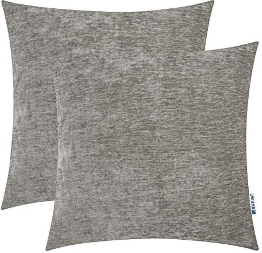 Grijze sierkussenset 50 x 50 cm Zachte comfortabele kussens voor bank en slaapbank Set van 2