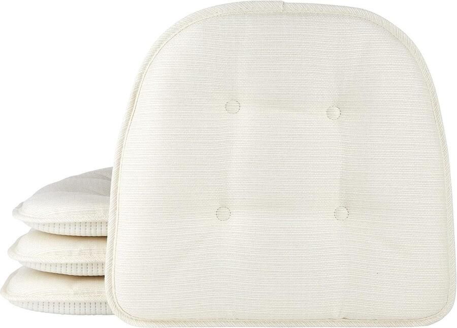 Gripper Getufte anti-slip Dining Chair Cushion Set van 4 stuks veilig meubilair ivoorkleurig