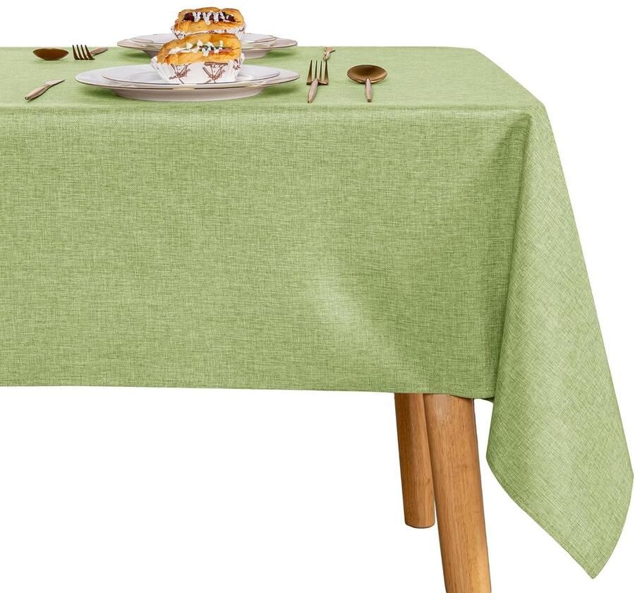 Linnenlook tafelkleed waterafstotend 1 stuk groen polyester 110 x 110 cm