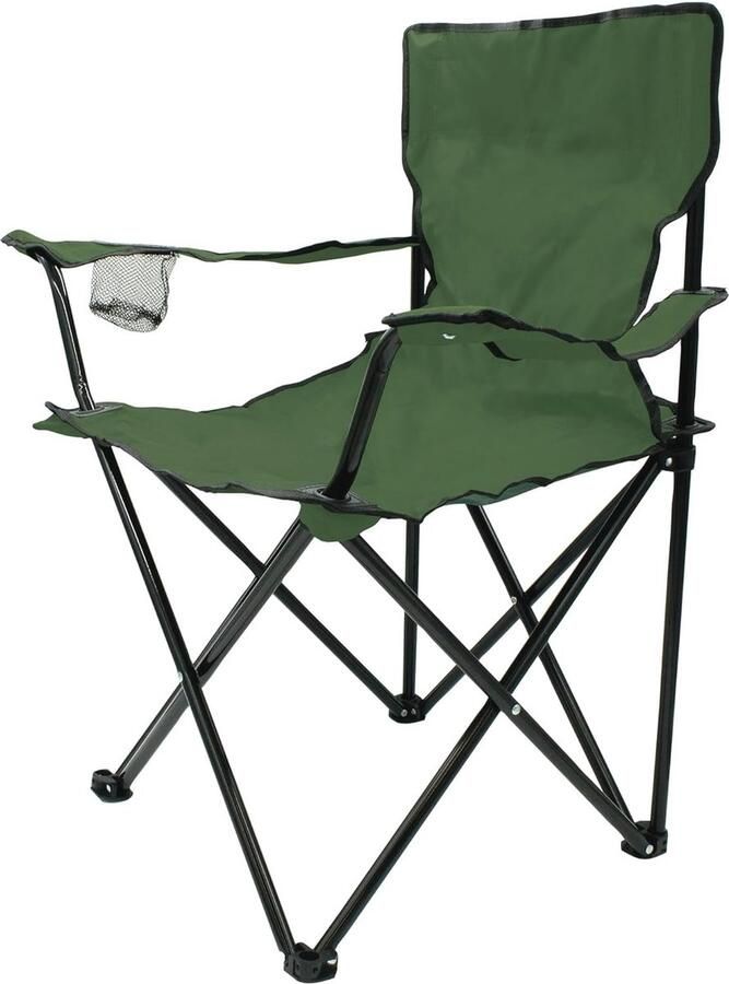 Groene Camping Klapstoel met Bekerhouder Opvouwbare Stoel voor Buiten