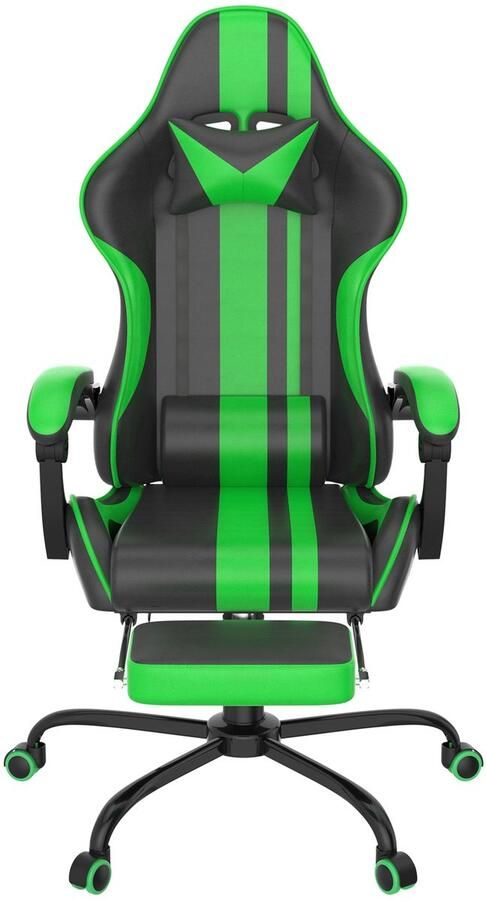 Groene Gaming stoel Kantoorstoel Draaistoel Rolstoelstoel Met lendensteun en massagefunctie Hoogteverstelbaar Geschikt voor computerbureau Maximale belasting 135 kg