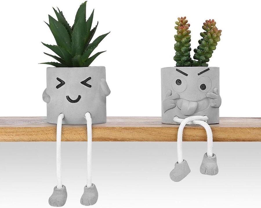 Groene Gras Kunstplanten: 2 Stuks Kunstmatige Vetplanten in Pot ideaal voor Thuis Kantoor Tafel Bureau en Woonkamer!