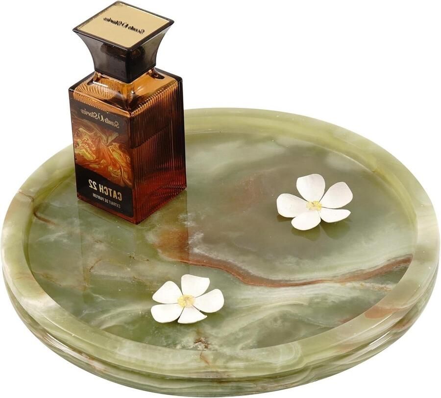 Groene Onyx Handgemaakte Marmer 10 Ronde Decoratieve Dienblad voor Eetkamer Decor Salontafel Keuken Tafel Boerderij Decor Opslag marble tray