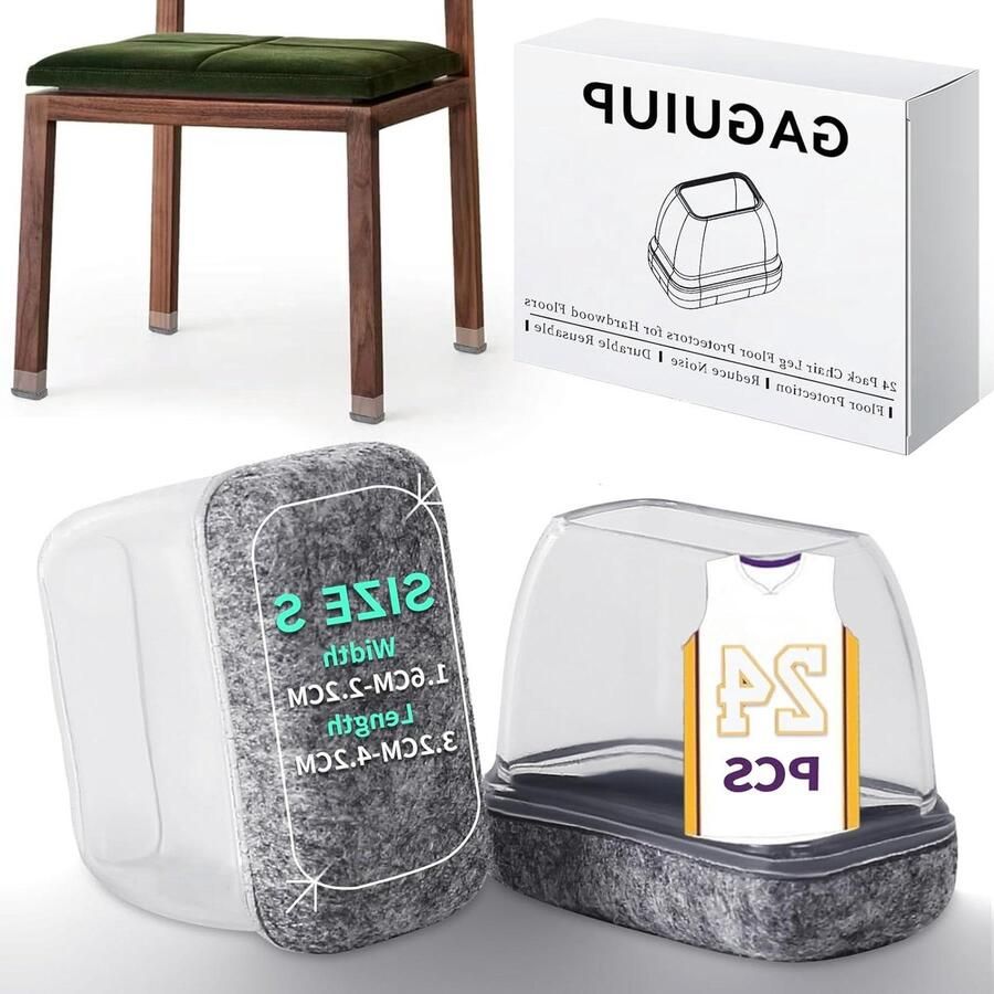 Grondbescherming voor stoelpoten Hardhouten vloeren 24 rechthoekige meubelpads Eenvoudige glijders Barkrukken Transparante siliconen stoelpootdoppen Breedte Vloerbescherming