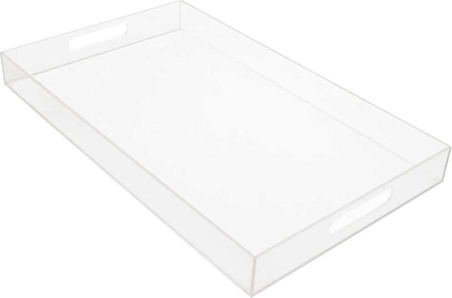 Groot Acryl Dienblad met Handvatten – Morsbestendig Rechthoekig & Decoratief – Ideaal voor Ontbijt Drankjes & Tafel Organizer