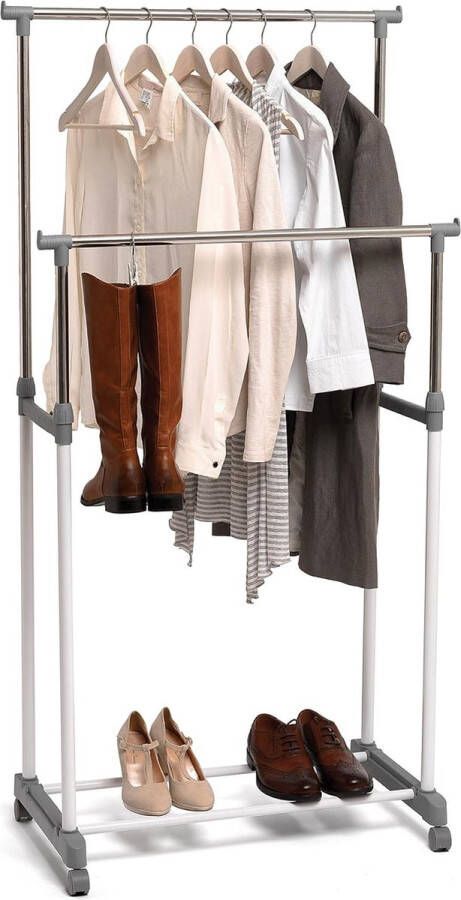 Groot dubbel kledingrek kapstok kledingroede met schoenenrek