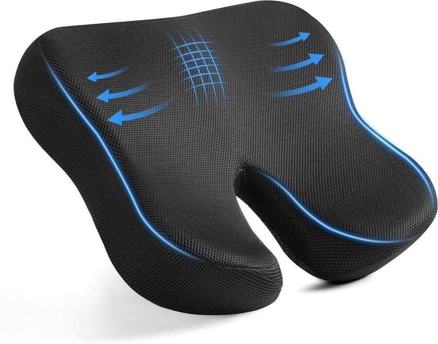 Groot ergonomisch zitkussen voor bureaustoel Comfortabel stoelkussen van stevig traagschuim voor lang zitten Geschikt voor kantoor bank bureau en rolstoel (zwart)