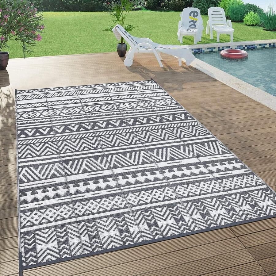 Groot grijs buitentapijt tapijten 180 x 270 cm waterdichte picknickdeken plastic strotapijt duurzame outdoor terrastapijten voor gazon pergola achtertuin terras aanhanger wandelen