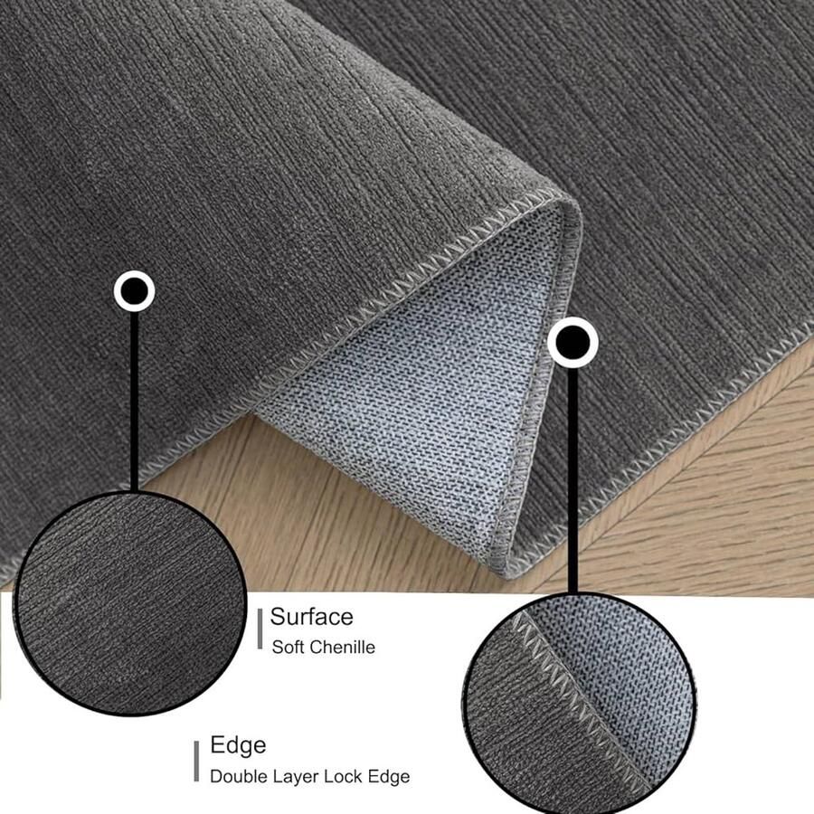 Groot grijs vloerkleed antislip zacht 1 stuk polyester 120 x 160 cm