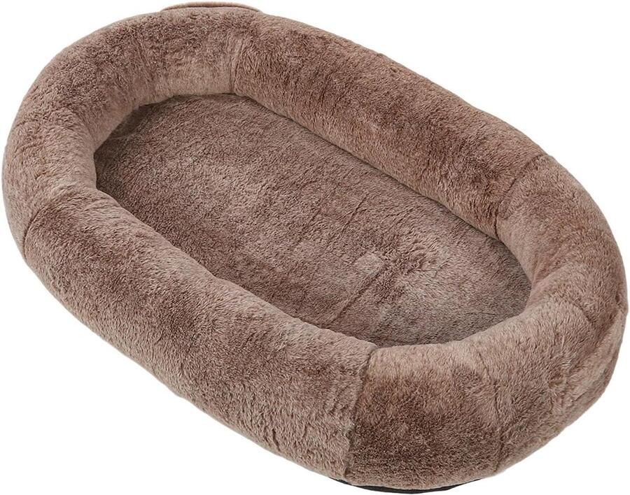 Allecto Plus Groot hondenbed voor comfortabel dutje en zitzak voor huisdieren Afneembaar en antislip Pluche Kleurverloop koffie