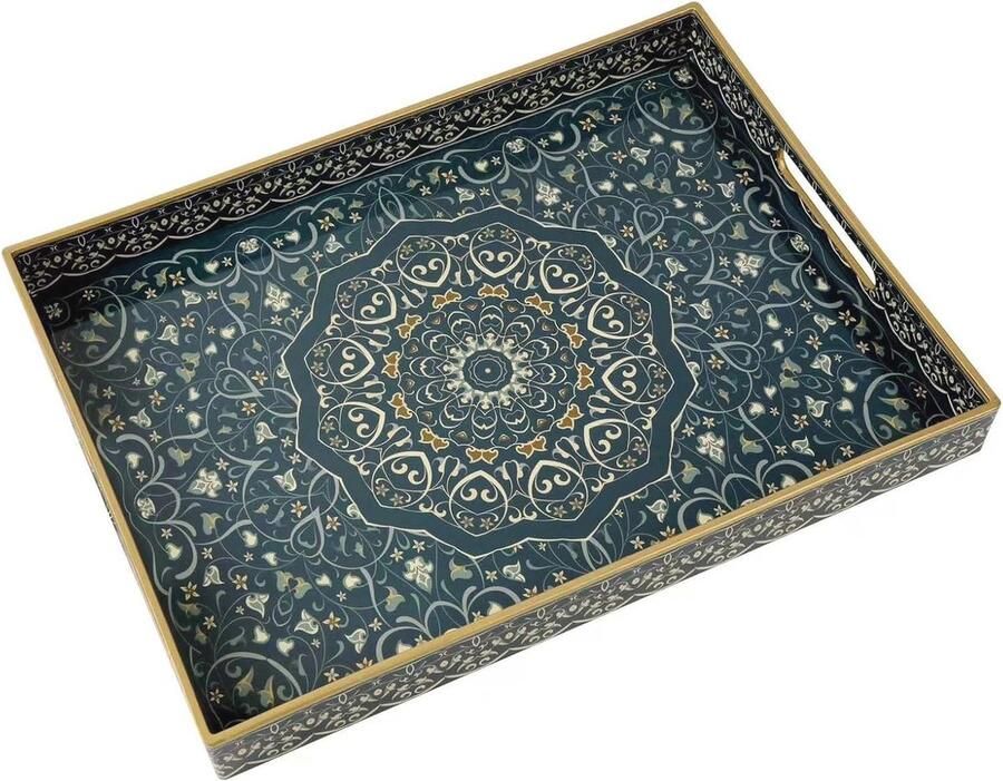 Groot Kunststof Dienblad met Handgrepen voor Salontafel Decoratief en Functionaliteit voor Woonkamer 40 6 cm x 30 5 cm