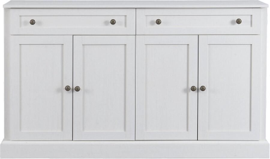 GOTAGEE Groot Sideboard Met 4 Deuren En 2 Lades Moderne Buffetkast Voor Eetkamer En Woonkamer 150 x 40 x 86 cm (L B H) – Antiekwit