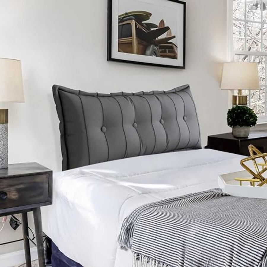 Groot Sierkussen voor Bank en Bed – Comfortabel Lendenkussen en Rugsteun in Grijs