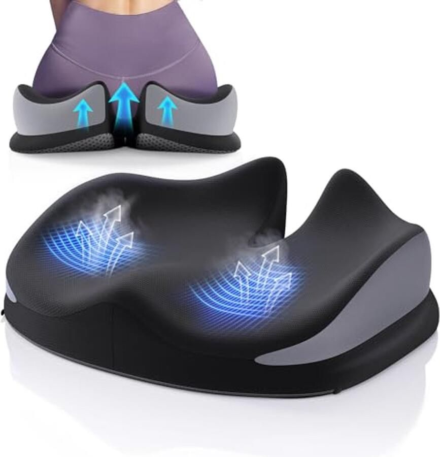 Groot Stoelkussen voor Bureaustoel Traagschuim Pijnverlichtingskussen met Rugsteun en Antislip