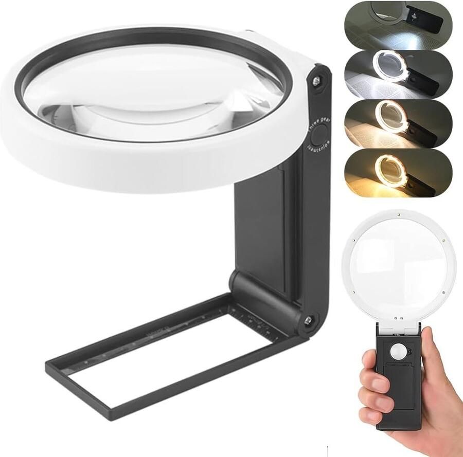 Groot vergrootglas met LED verlichting Handzaam en opvouwbaar voor senioren en hobbyisten