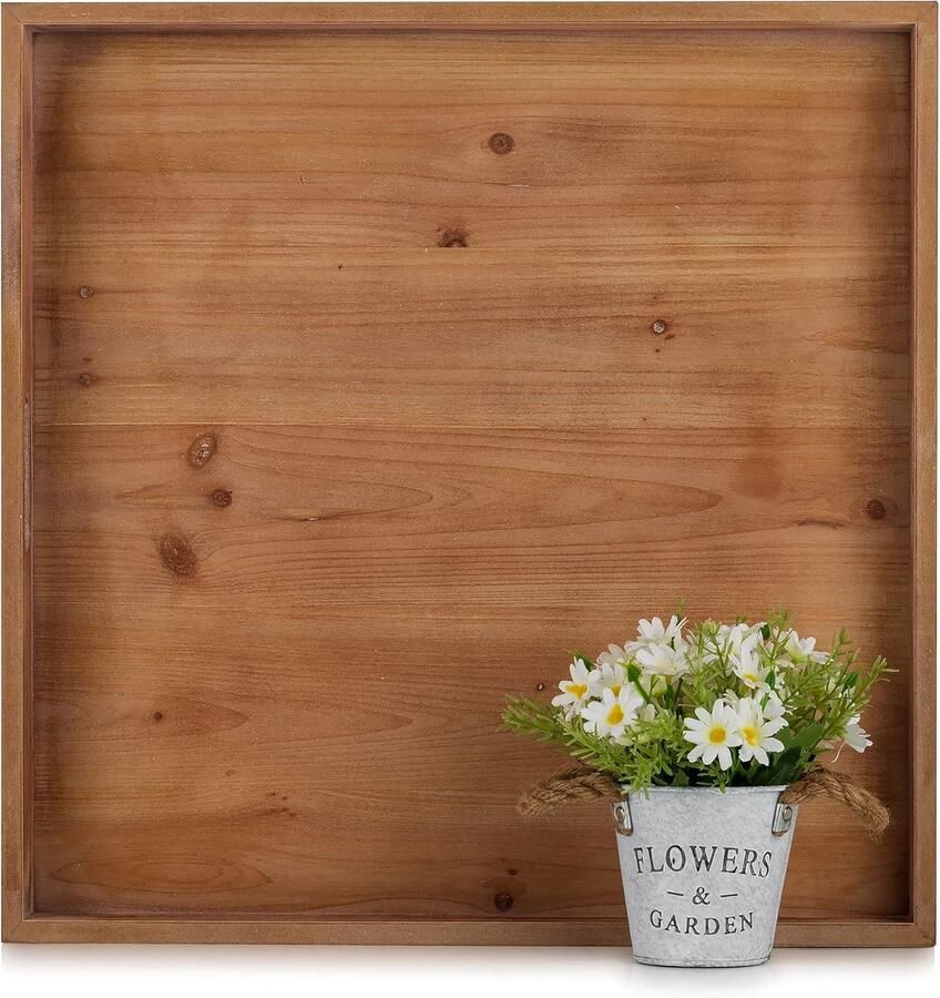 Groot vierkant houten dienblad voor Ottomaanse salontafel Perfect voor decoratie en opslag