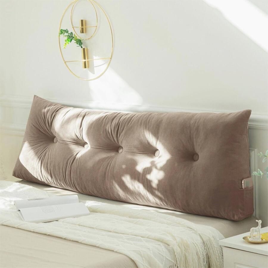 Groot Wigkussen voor Hoofdeinde Luxe Lendensteun en Leeskussen (60 x 40 x 12 cm) Zachte Steun voor Bank en Bed