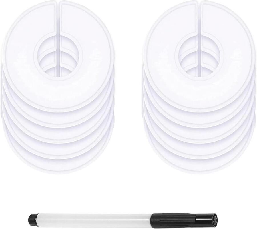 Grootteverdelers ronde witte kunststof maatverdelers kledingmaatverdeler scheidingswanden voor kast kleerhanger scheidingswand (10 stuks)