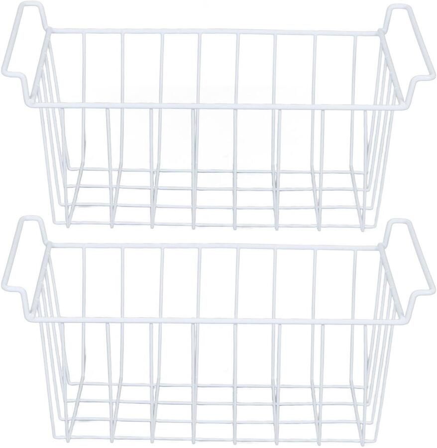 Grote 2 Stuks Diepvriesmanden met Draad Roestvrij met Draagbare Handgrepen Ideaal voor Bijkeuken Koelkast Badkamer Slaapkamer Wasruimte en Meer (49 5x24 5x20cm