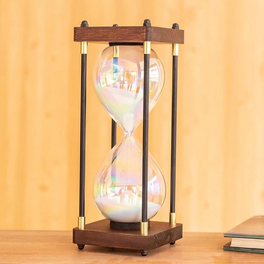 Grote 60-minuten regenboogglas decoratie zandloper huis en bureau cadeau bruiloftsdecoratie wit