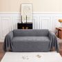 Grote banksprei voor 3-zitsbank met decoratieve kwastjes dubbelzijdige bankhoes banksprei voor bank en bed ruitpatroon met bladeren en bloemen wit 180 x 300 cm - Thumbnail 1