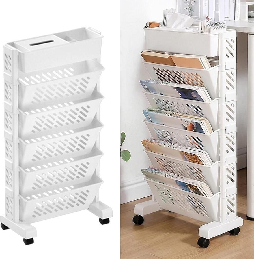 Grote Capaciteit Draaibare Verwijderbare Plastic Boekenplank voor Kinderen Organisatie Plank voor Kinderen en Studenten Studeren in Slaapkamer Woonkamer Boekenkast kind