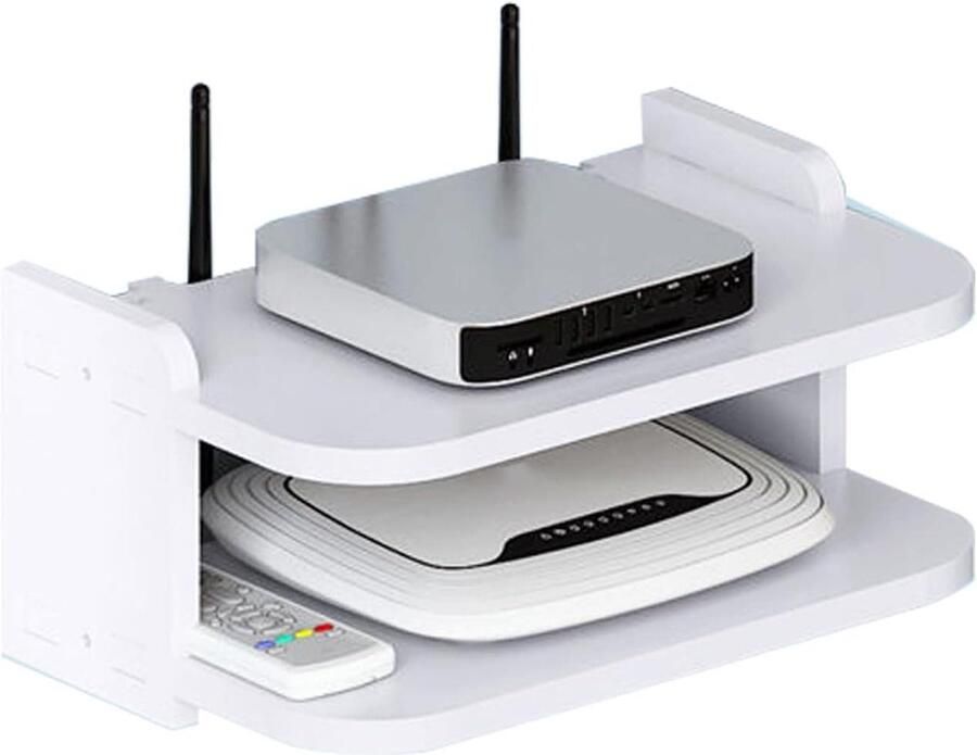 Grote capaciteit TV-kast met wandplanken WiFi-DVD afstandsbediening opbergdoos voor woonkamer slaapkamer M (35 x 195 x 125 cm)