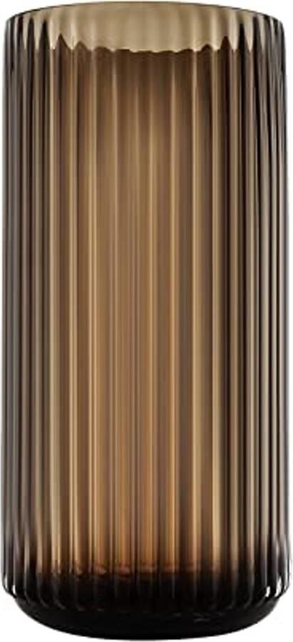 Grote Cilinder Geribbelde Bruin Glas Bloem Vaas voor Eettafel Decor