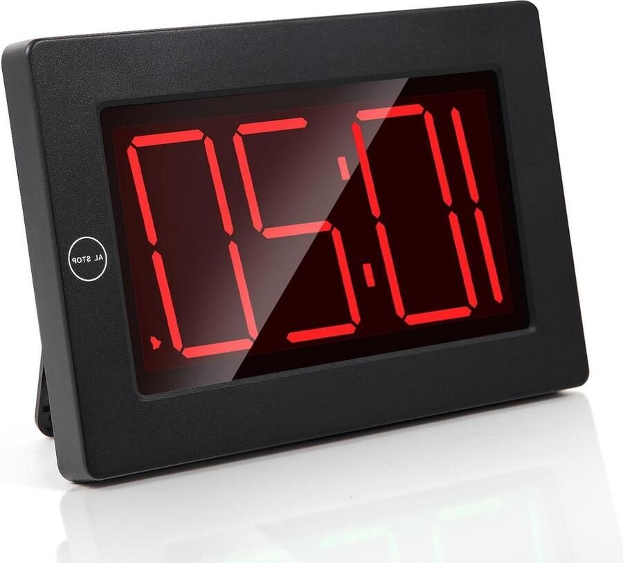Grote digitale wekker LED-wandklok met batterijvoeding 76 cm voor woonkamer slaapkamer bureau badkamer tafel nachtkastje