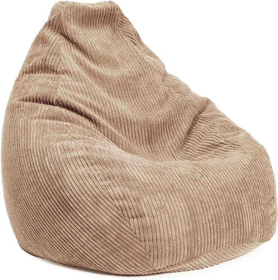 Grote Gaming Zitzak XXL Comfortabele Beanbag voor Volwassenen en Tieners 135 x 100 cm Beige Corduroy