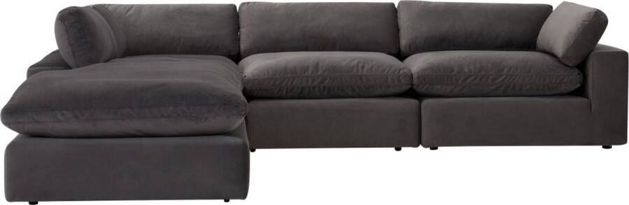 Grote hoekbank met hoek links van antracietgrijs velours AMAURY L 340 cm x H 80 cm x D 225 cm - Foto 2