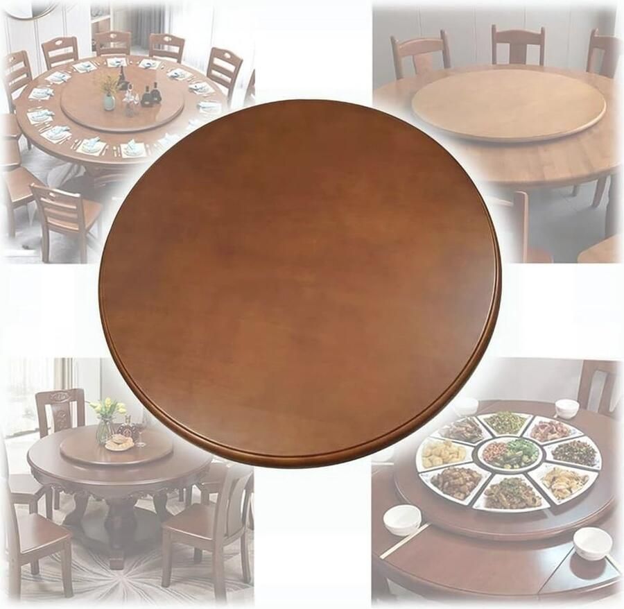 Grote Houten Draaitafel Rond Luxe Lazy Susan voor Eettafel 360° Draaibaar Dienblad Perfect Keukenmeubilair Verkrijgbaar in 60cm 70cm 80cm 90cm en 100cm