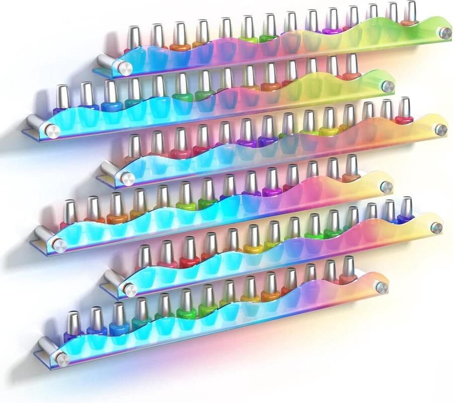 Grote Iriserende Clear Acryl Wandmontage Drijvende Plank Nagellak Organizer Muur Display Boekenplank Moderne 15 ''Verdikte Badkamer Opslag Ledge Planken Speelgoed Display Organizer