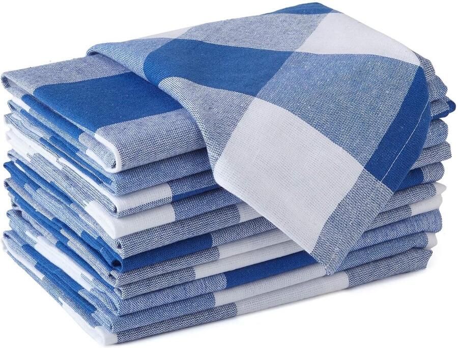 Grote katoenen servetten set van 12 43cm x 43cm duurzaam en absorberend