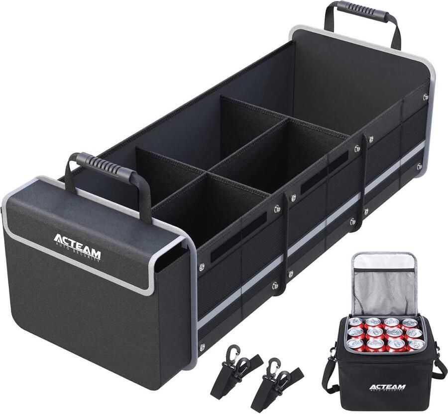 Grote kofferbak organizer met lekvrije koeltas en 5 compartimenten Heavy Duty SUV Trunk Organizer voor opslag