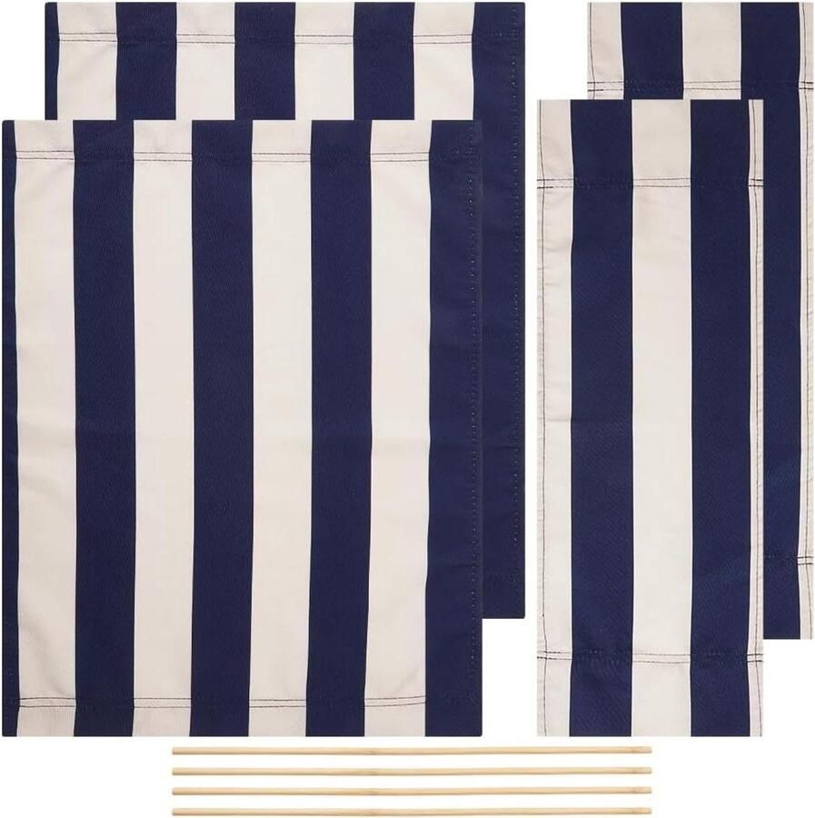 Grote Maat Directeurs Stoelhoezen Vervanging 2 Sets Make-up Artiest Stoel Cover Doek Middernacht Blauw Beige Streep Casual Thuis Film Stoel Canvas voor Tuin Buiten Accessoires